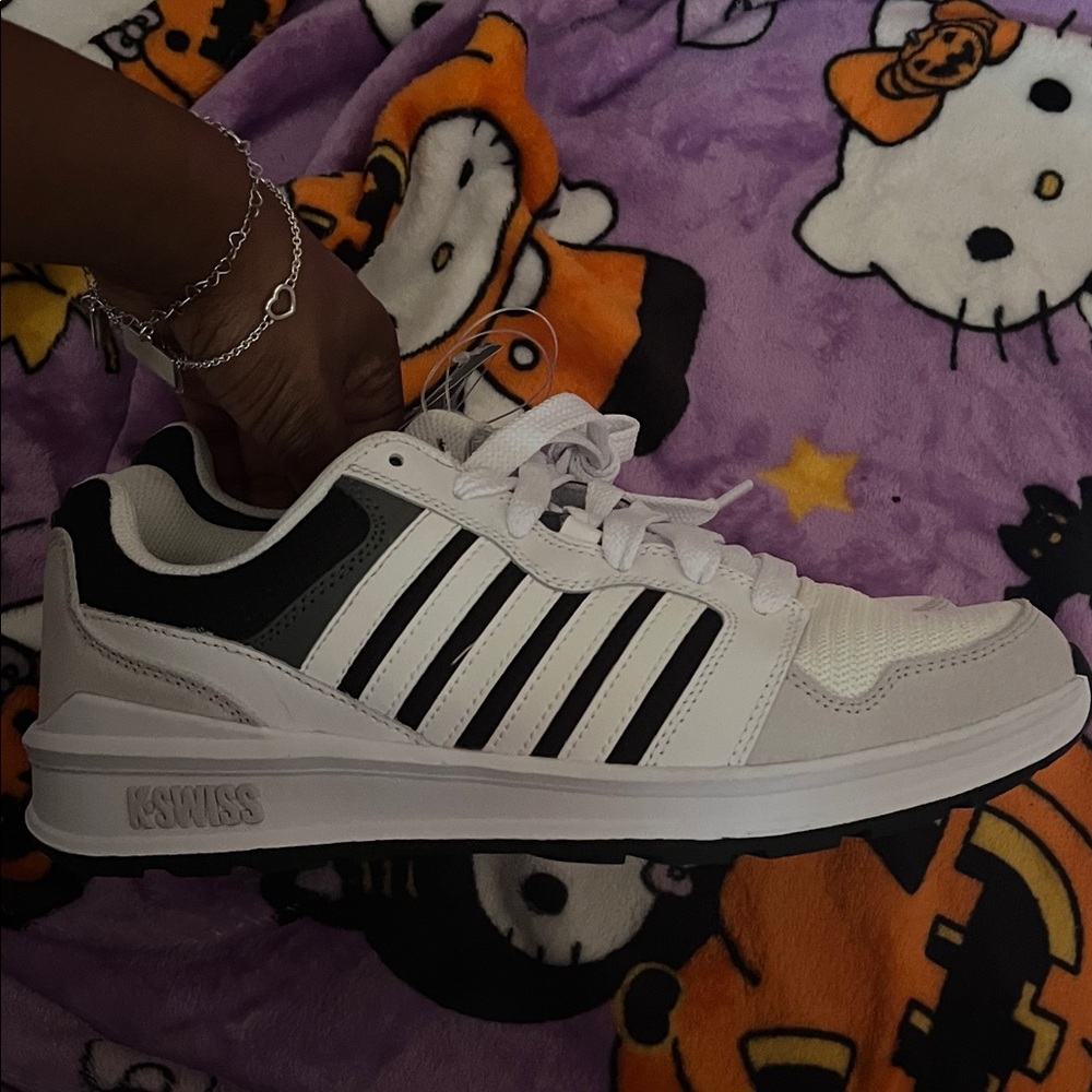 K-Swiss White and Black Athletic Shoes